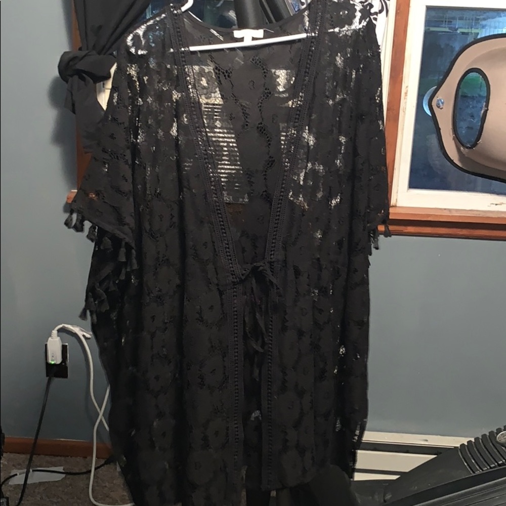 Black lace swimsuit cover up